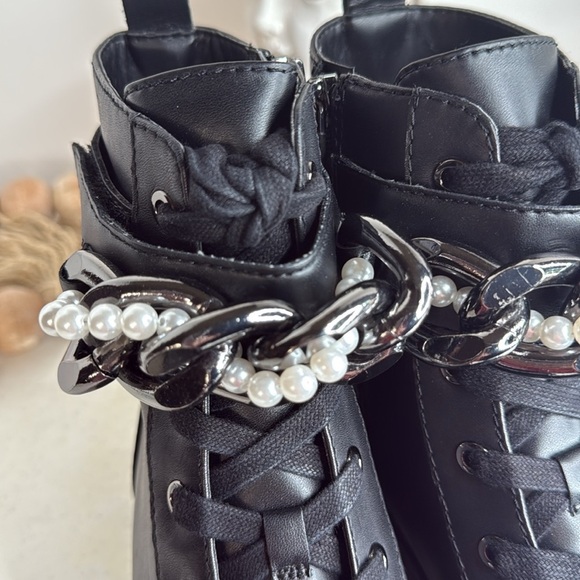 KARL LAGERFELD womens Maxi Chain Combat Boot Sz 8.5 - Picture 4 of 13